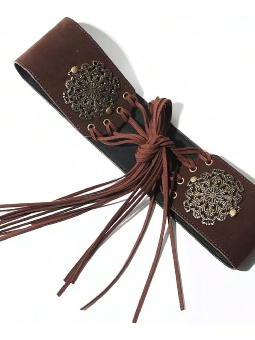 Women's Vintage Disc Renaissance-Corset-Belt 3.15" W Western Suede-Cinch-Belts w - Picture 8 of 8